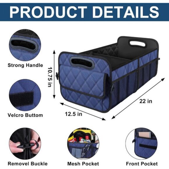 ⚡Men Dark Blue Car Organizer and Storage with 6 Pocket Car Accessoriesizer Trunk - Picture 3 of 7